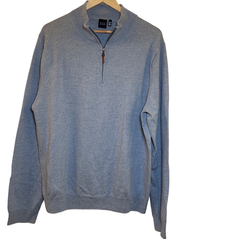 BLACK‎ by Saks Fifth Avenue Men's Grey 100% Wool Quarter Zip Sweater XXL